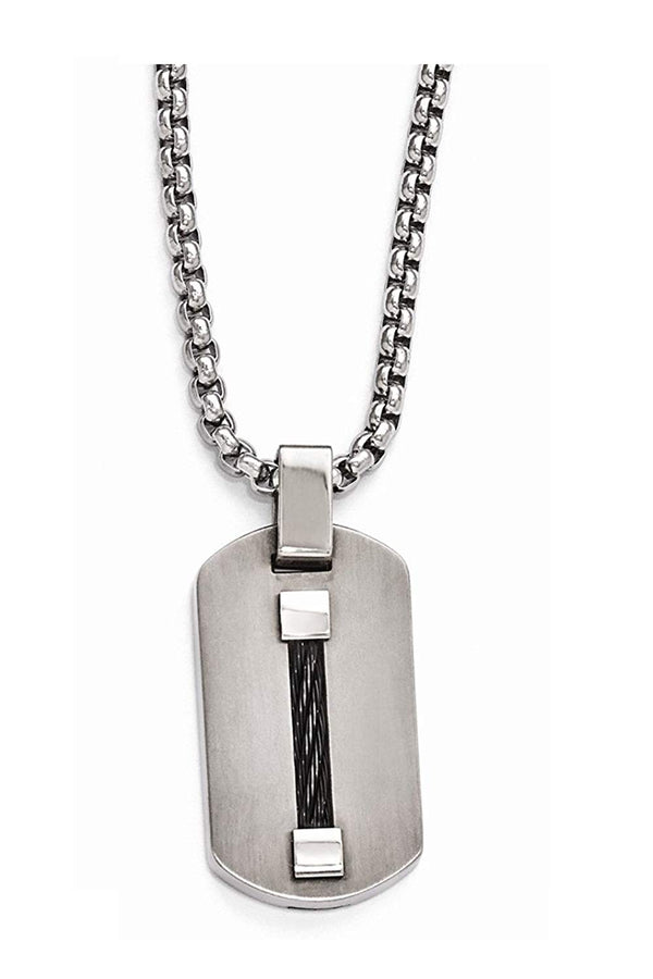 Edward Mirell Titanium Dog Tag and Cable Pendant Necklace, 20"