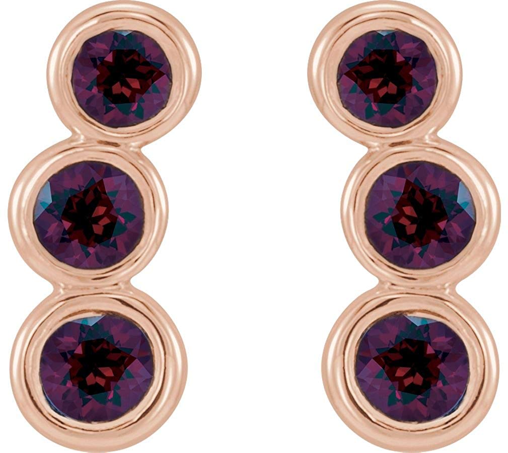 Mozambique Garnet Three-Stone Ear Climbers, 14k Rose Gold