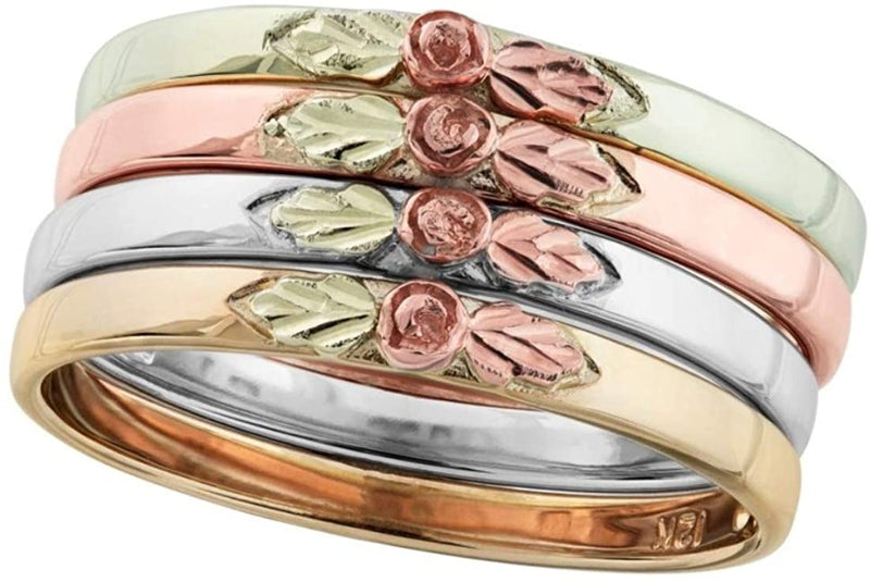 Ave 369 10k Rose Gold Rosebud Stackable Ring, 12k Rose and Green Gold Black Hills Gold