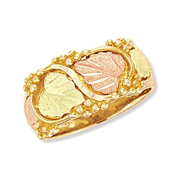 Women's Diamond-Cut Wedding Ring, 10k Yellow Gold, 12k Green and Rose Gold Black Hills Gold Motif