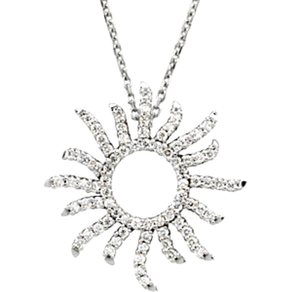 Diamond Sunburst 14k White Gold Necklace ( .39 Cttw, GH, I1)