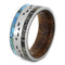 Antler, Turquoise, Mesquite Wood, Bear Tracks Engraving 9mm Comfort-Fit Titanium Band