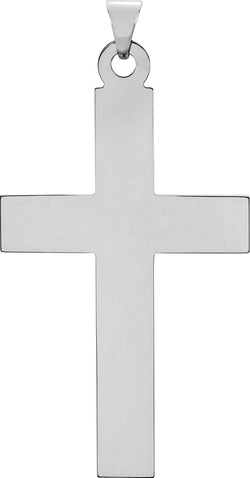 Latin Cross Rhodium-Plated 14k White Gold Pendant(42X25MM)