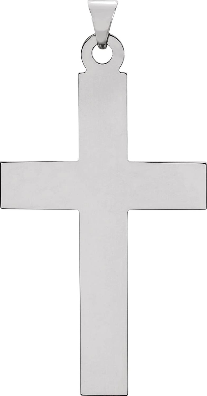 Latin Cross Rhodium-Plated 14k White Gold Pendant(42X25MM)