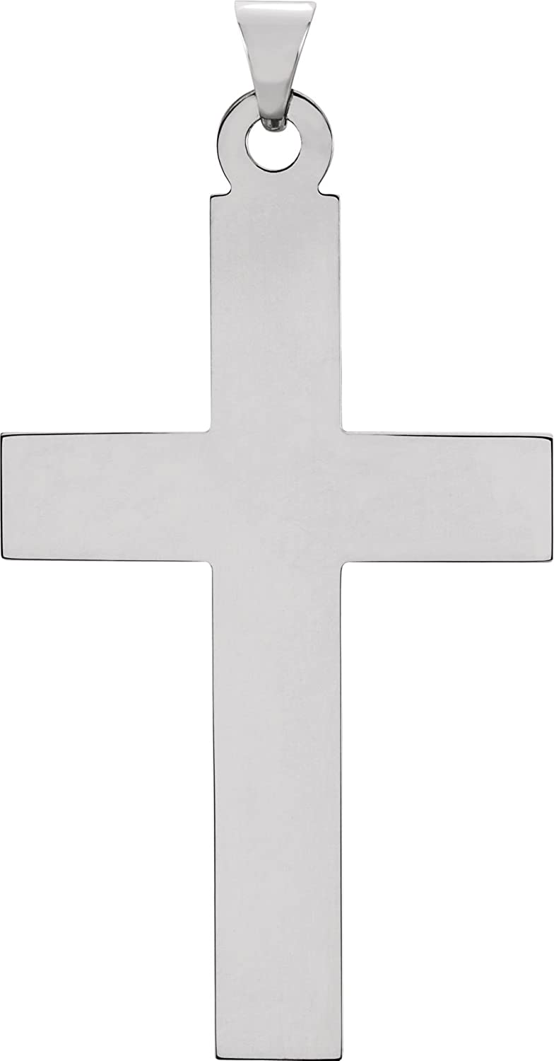 Latin Cross Rhodium-Plated 14k White Gold Pendant(42X25MM)