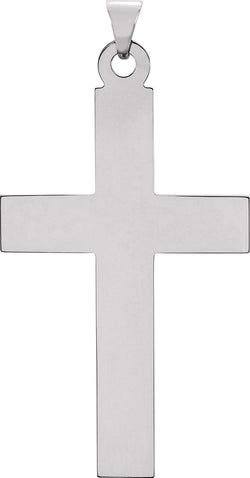 Latin Cross Rhodium-Plated 14k White Gold Pendant(22.3X12MM)