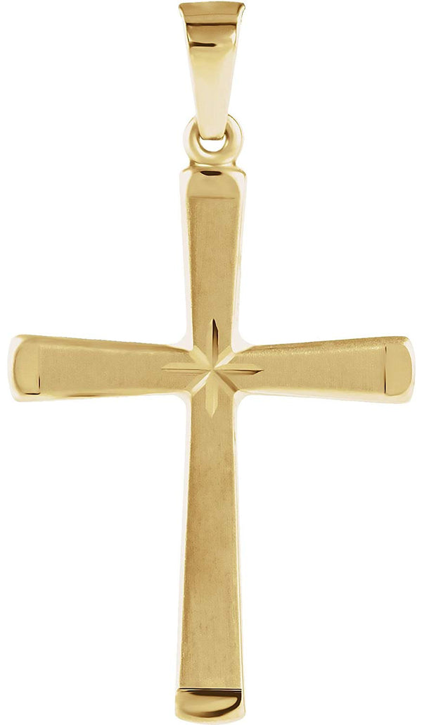 Engraved Hollow Cross 14k Yellow Gold Pendant