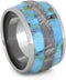 Turquoise, Gibeon Meteorite 15mm Comfort-Fit Titanium Wide Rustic Band, Size 4.5