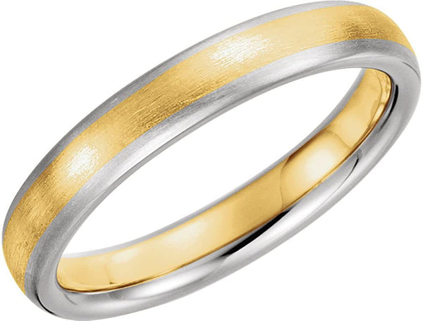 14k Yellow and White Gold Satin-Brushed 4mm Comfort-Fit Band