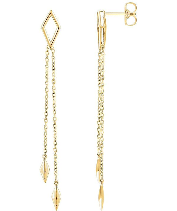 Geometric Chain Earrings, 14k Yellow Gold