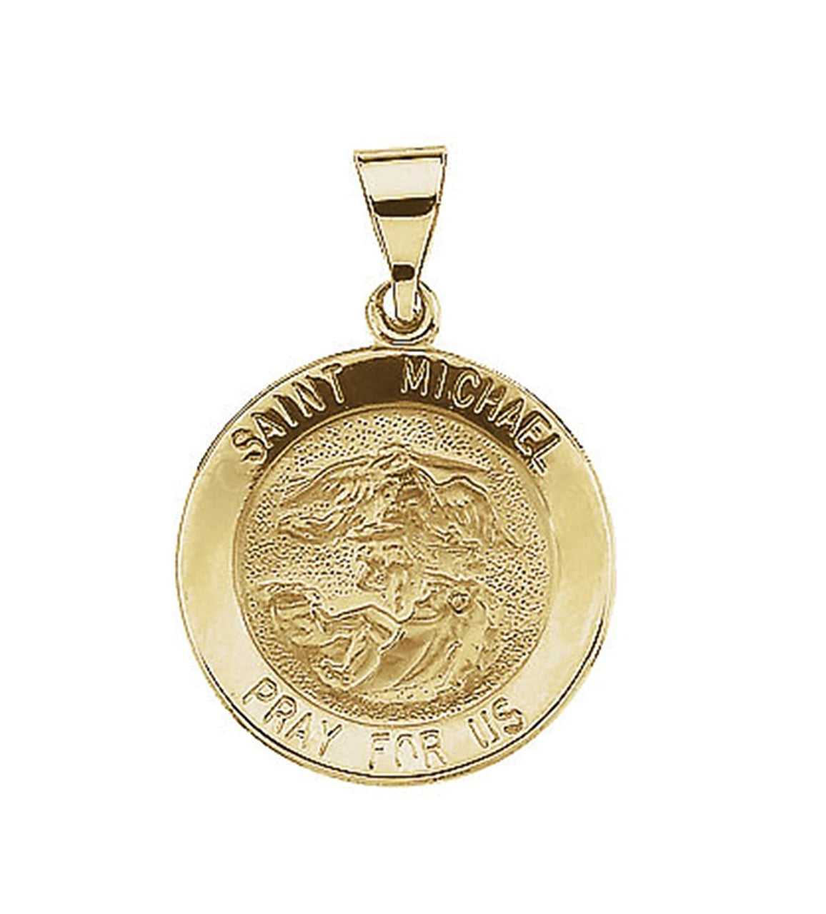 14k Yellow Gold Round St. Michael Medal (18.25 MM)