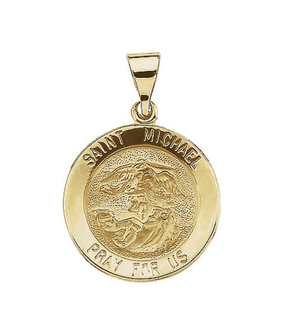 14k Yellow Gold Round St. Michael Medal (18.25 MM)