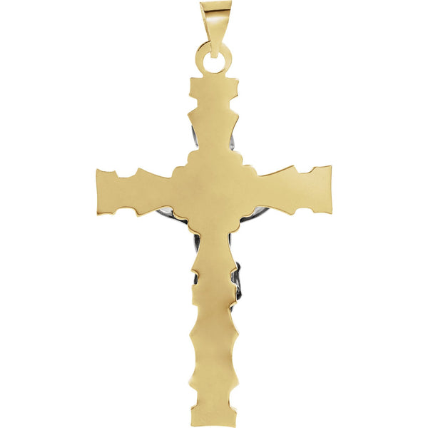 Two-Tone Crucifix 14k Yellow and White Gold Pendant(36X24MM)