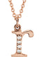 Diamond Initial 'r' Lowercase Alphabet Letter 14k Rose Gold Pendant Necklace, 16" (.025 Ctw GH, I1)