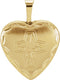 Heart with Dove Cross Satin-Brushed 14k Yellow Gold Locket Pendant (16.25X15.75 MM)