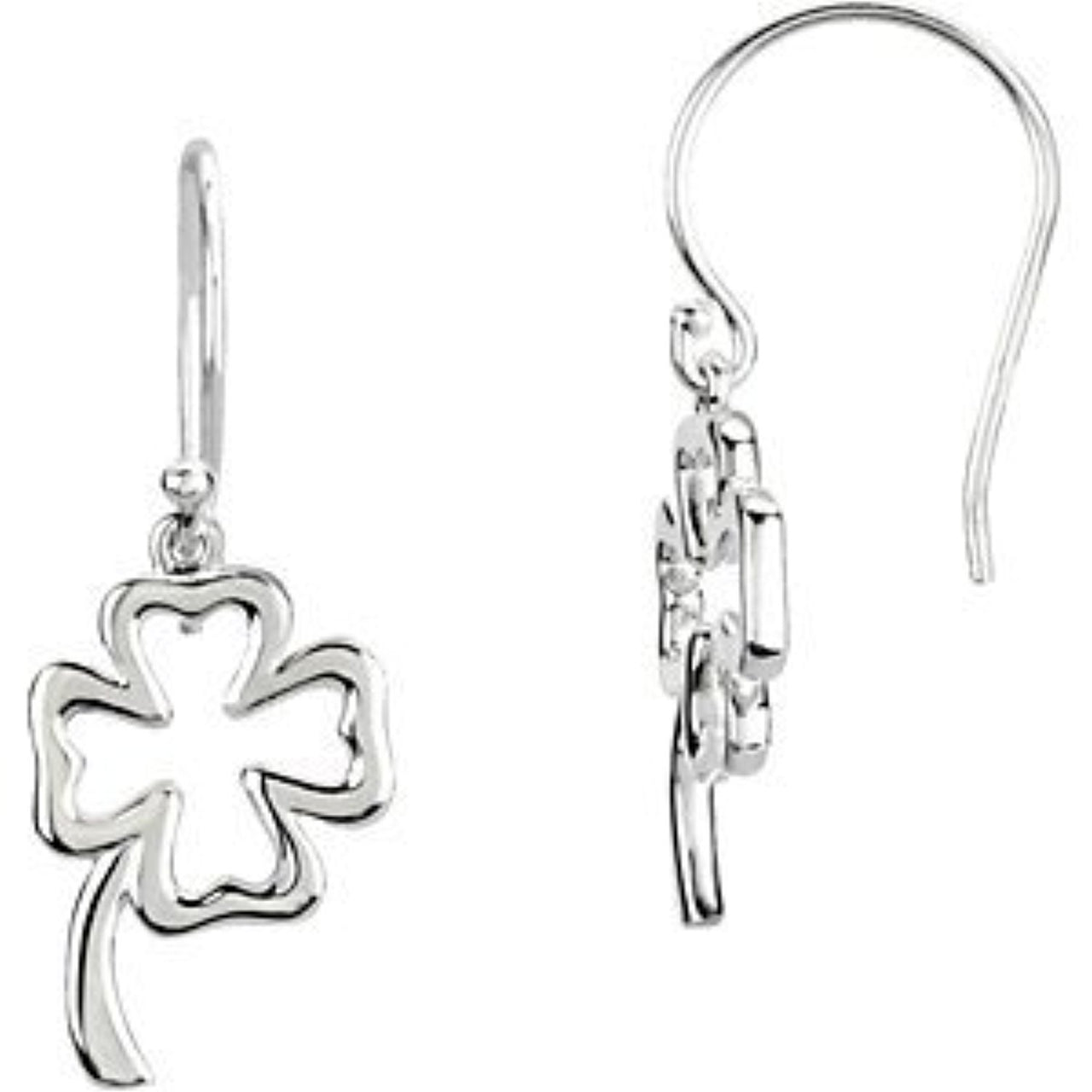 Sterling Silver Petite Four Leaf Clover Earrings