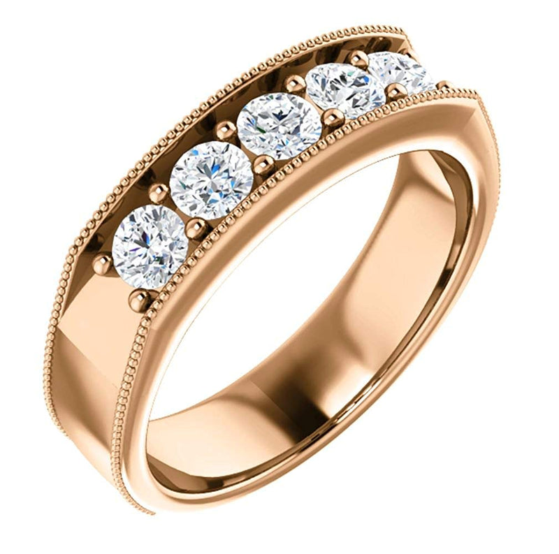 Men's Diamond Beaded Ring, 14k Rose Gold (.33 Ctw, Color G-H, SI2-SI3) Size 10