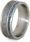 The Men's Jewelry Store (Unisex Jewelry) Turquoise, Gibeon Meteorite 8mm Comfort-Fit Brushed Titanium Band