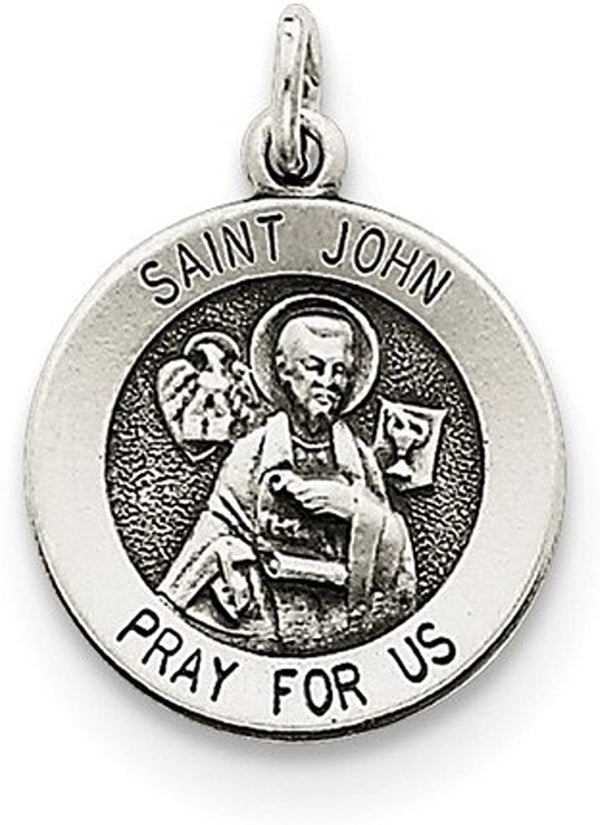 Sterling Silver Antiqued St. John Medal (22X16MM)