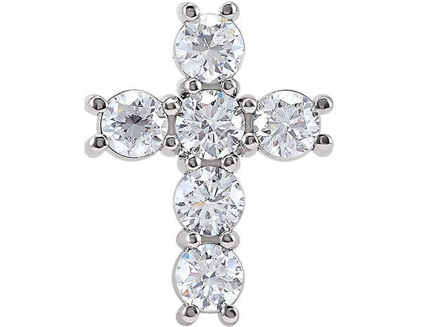 Diamond Cross Pendant, Rhodium-Plated 14k White Gold (1 Ctw, Color G-H, Clarity I1)