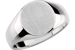 Men's Brushed Signet Ring, 18k Palladium White Gold (14x12mm)