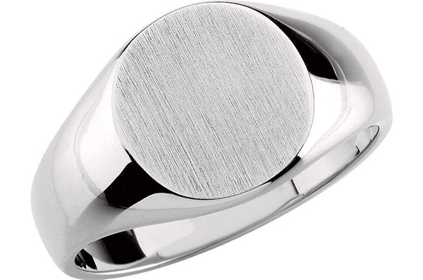 Platinum Men's Brushed Signet Ring (14x12mm)