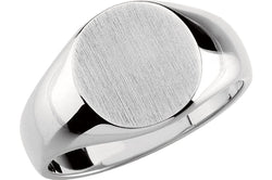 Men's Brushed Signet Ring, 14k X1 White Gold (14x12mm)