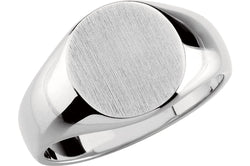 Platinum Men's Brushed Signet Ring (14x12mm) Size 11.75