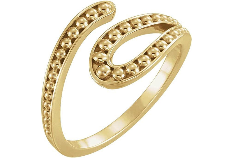 Beaded Bypass Ring, 14k Yellow Gold