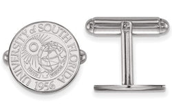 Rhodium-Plated Sterling Silver, University of South Florida Crest, Cuff Links, 15MM