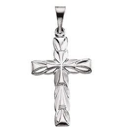 Ornate Cross 14k White Gold Pendant