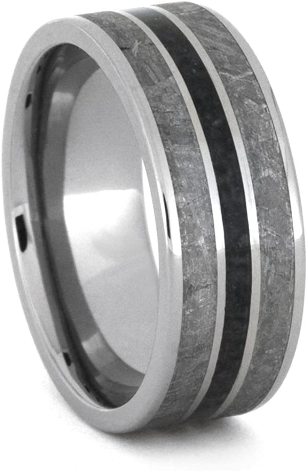 Onyx, Gibeon Meteorite 8mm Comfort-Fit Titanium Wedding Band, Size 4.25