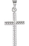 Rope Cross Rhodium-Plated 14k White Gold Pendant (12.3X8.5 MM)