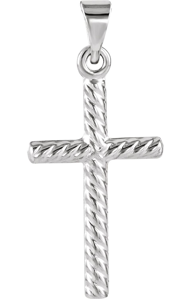 Rope Cross Rhodium-Plated 14k White Gold Pendant (12.3X8.5 MM)