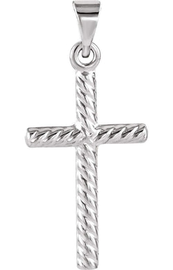 Rope Cross Rhodium-Plated 14k White Gold Pendant (17.5X11 MM)