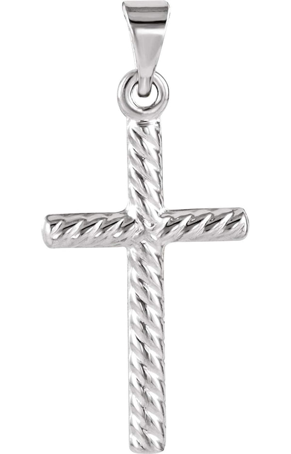 Rope Cross Rhodium-Plated 14k White Gold Pendant (17.5X11 MM)