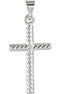 Rope Cross Rhodium-Plated 14k White Gold Pendant (17.5X11 MM)