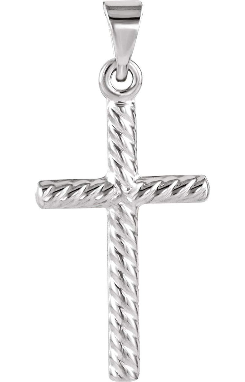 Rope Cross Rhodium-Plated 14k White Gold Pendant (32X20 MM)