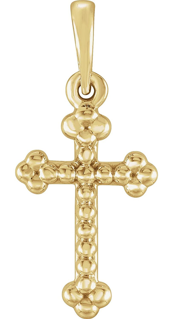 Beaded Botonee Cross 14k Yellow Gold Pendant (19.20X8.90 MM)