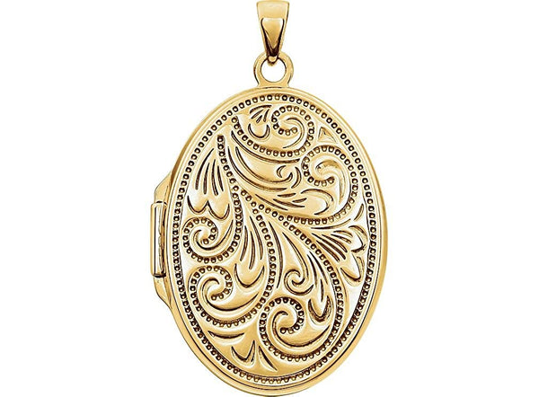 Yellow Gold Plated Sterling Silver Embossed Oval Locket