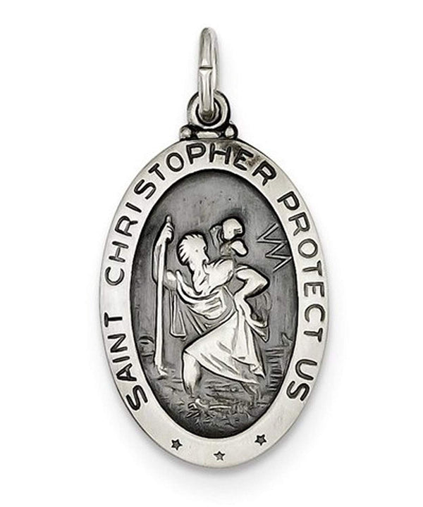 Sterling Silver St. Christopher Basketball Medal (30x15MM)