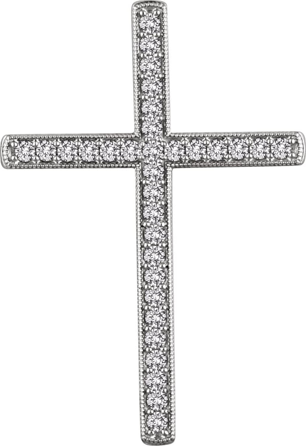 Diamond Chapel Cross Rhodium-Plated 14k White Gold Pendant (1 Ctw, H+ Color, I1 Clarity)
