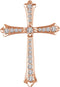 Diamond Fleur-de-Lis Cross 14k Rose Gold Pendant (31.6X21.9 MM) (.33 Ctw, H+ Color, I1 Clarity)