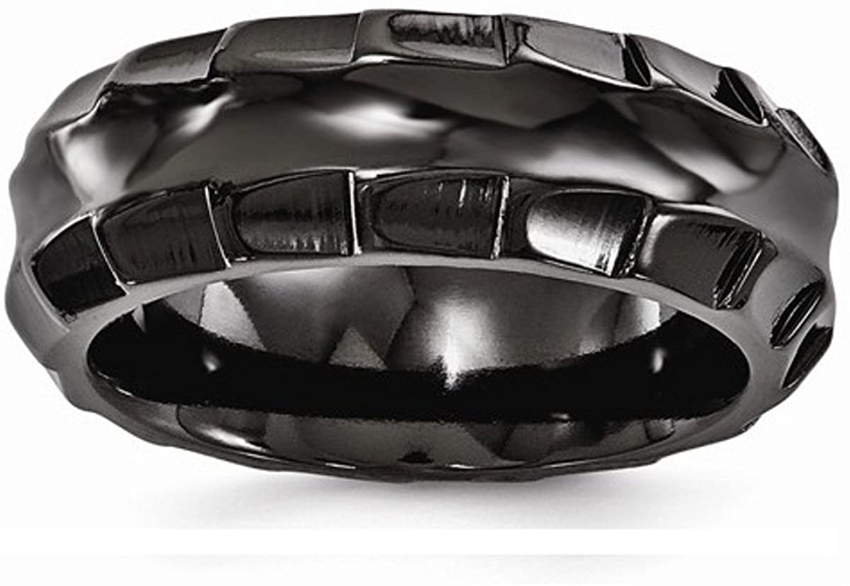 Edward Mirell Black Titanium Faceted Edges 8mm Wedding Band, Size 8