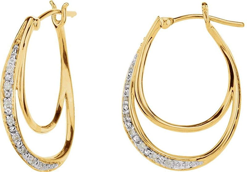 Diamond Hoop Earrings, 14k Yellow Gold (1/10 Ctw, Color G-H, Clarity I1)