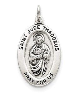 Sterling Silver Saint Jude Thaddeus Medal (32X18MM)