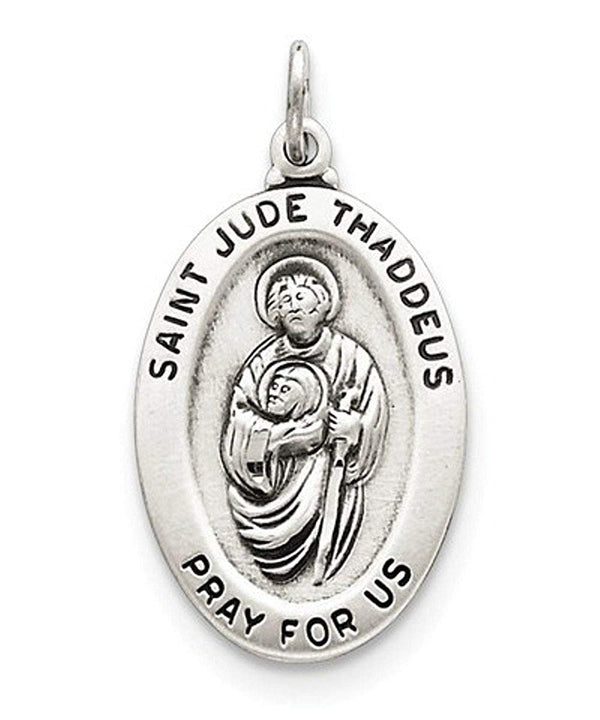 Sterling Silver Saint Jude Thaddeus Medal (32X18MM)