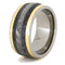 Gibeon Meteorite, Dinosaur Bone, 14K Yellow Gold 11mm Comfort-Fit Titanium Ring