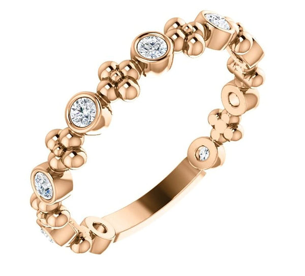 Diamond Beaded Ring, 14k Rose Gold (0.25 Ctw, Color G-H, I1 Clarity)