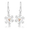 Snow Flake Earrings, Sterling Silver, 12k Rose Gold Black Hills Gold Motif